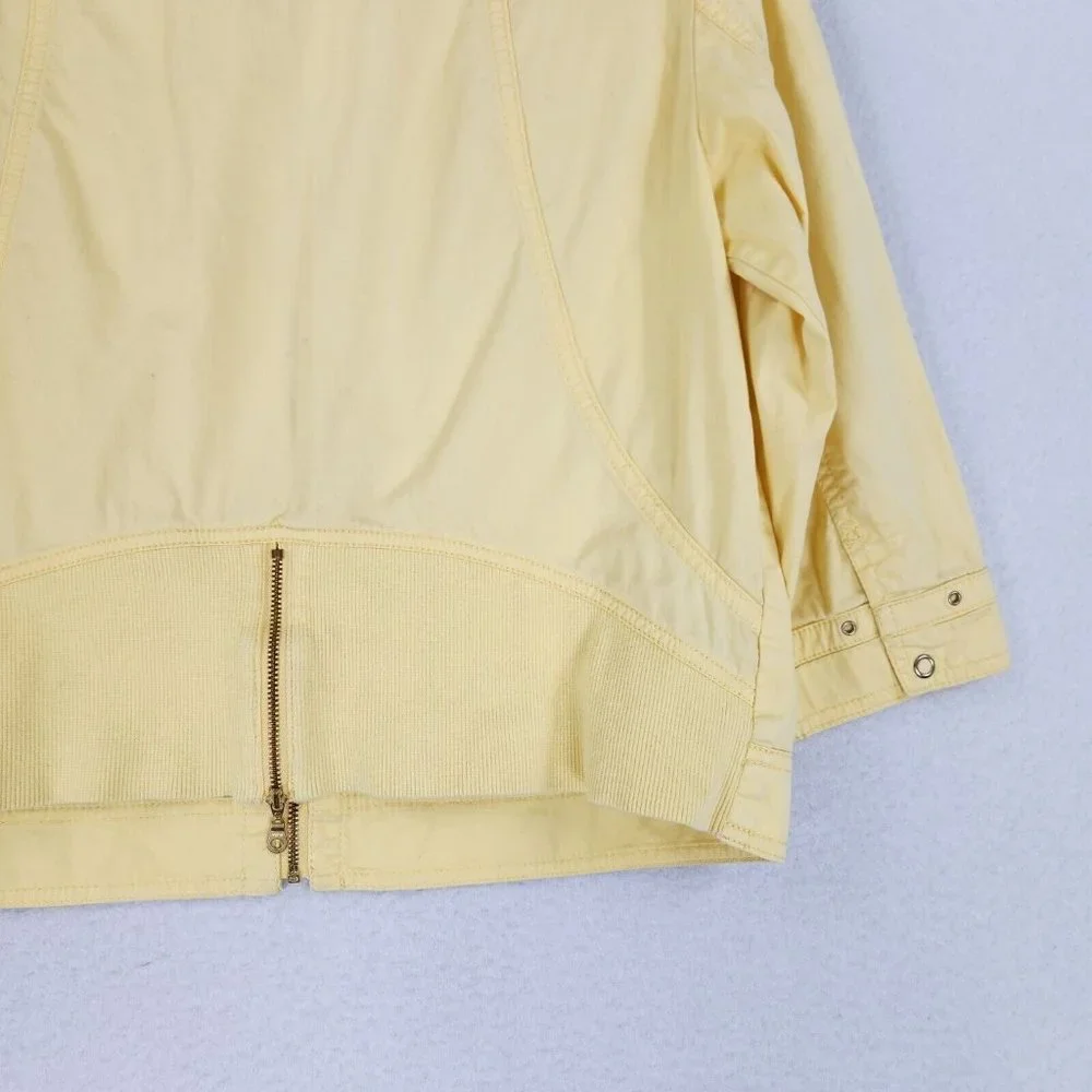 Chicos Jacket Women 1 Yellow 8 3/4 Sleeve Utility Full Zip Lightweight Spring